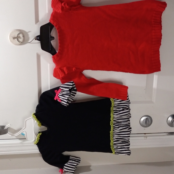 Carters Red Knit Dress and Black Dress Size 2 - Picture 4 of 6